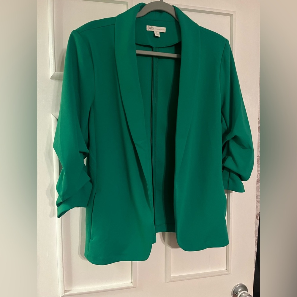 Green Ruched Sleeve Blazer Size Large